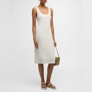 Vince Cream Smocked Textured Dress Size M